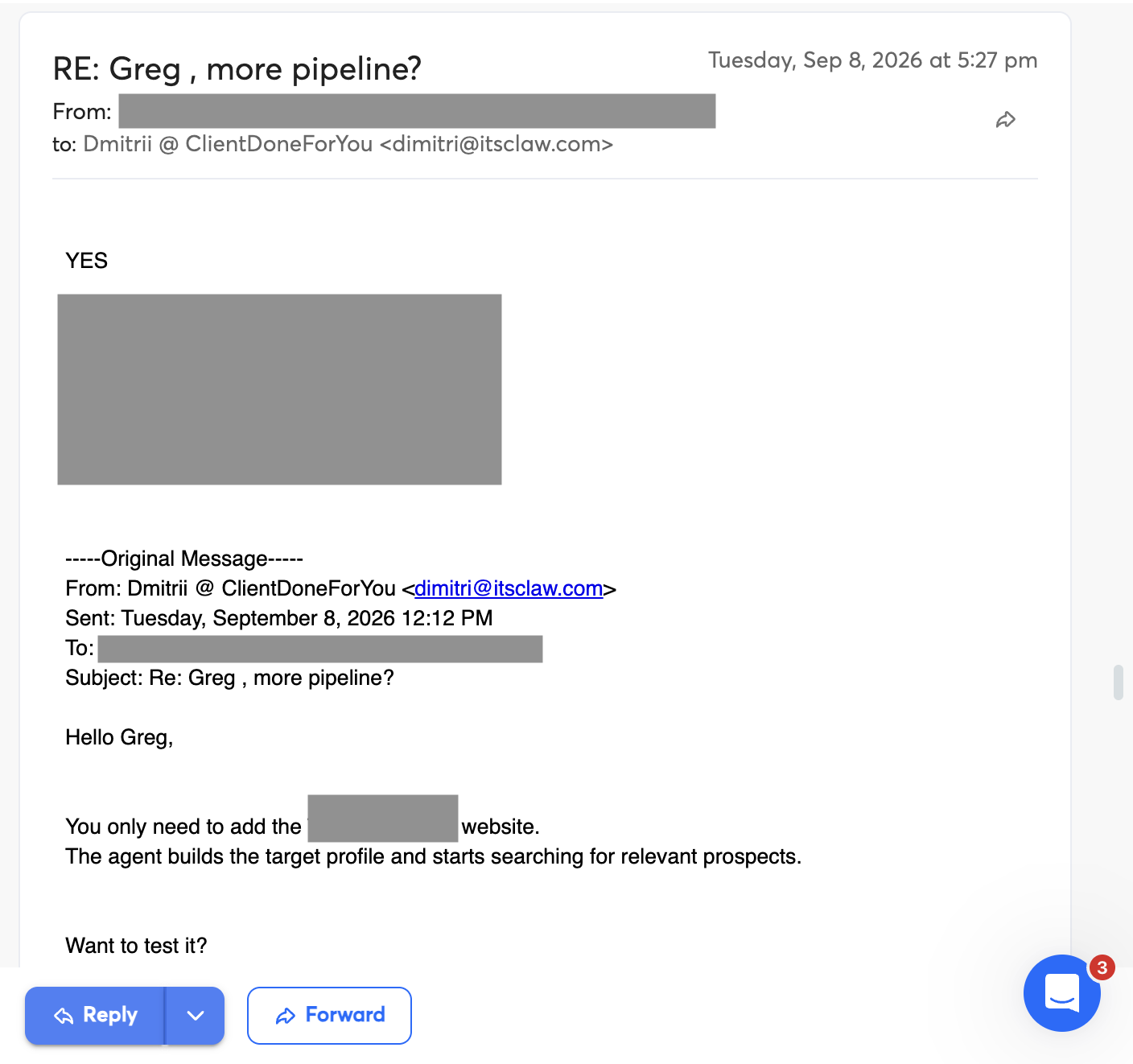 Prospect replies YES