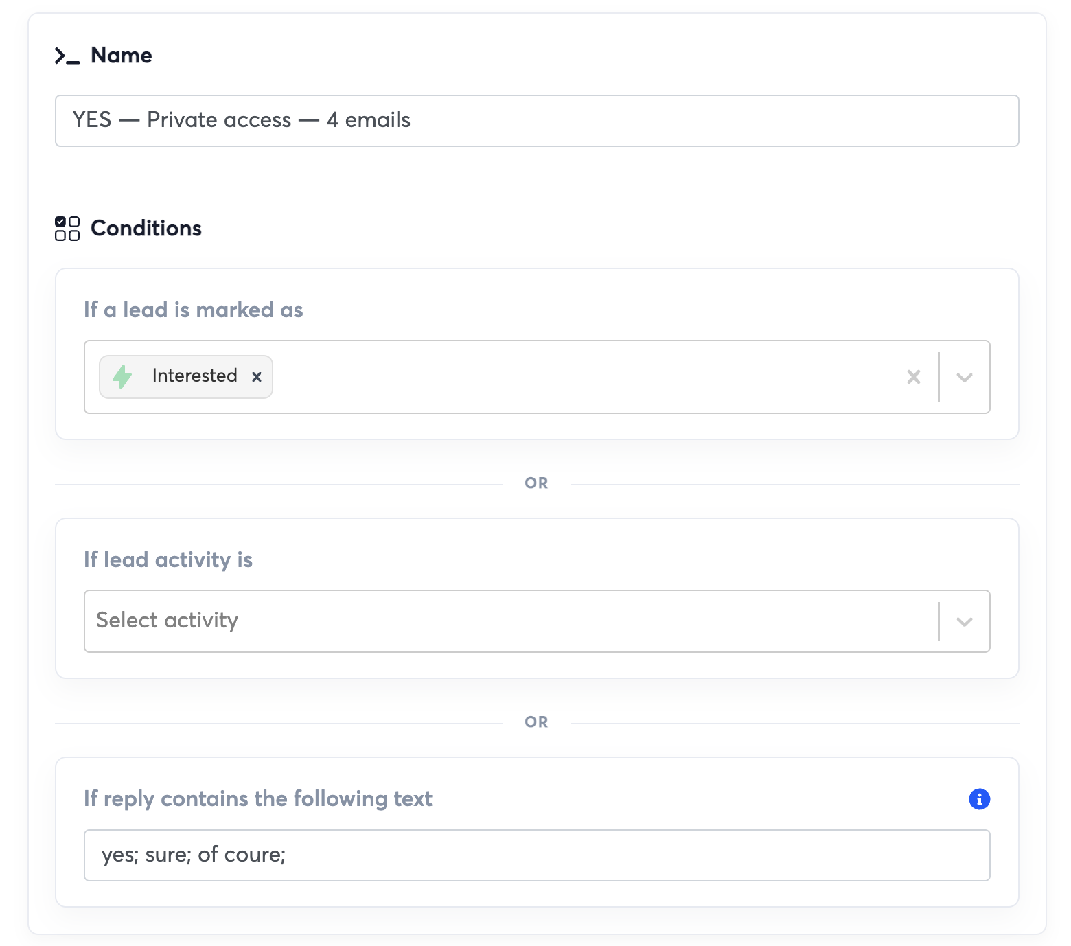 Instantly subsequence conditions for interested prospects and positive replies